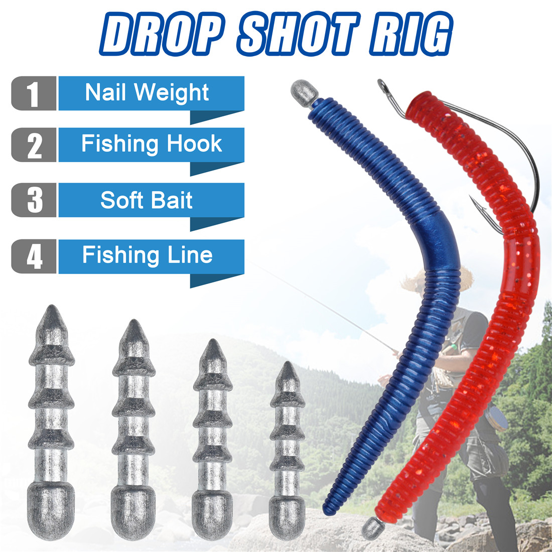 60 pz pesi per unghie Worm Fis - Trout Fishing Lure recensione e prezzo